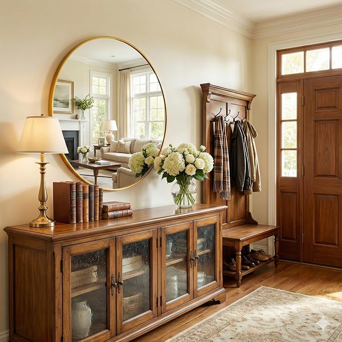 Antok 24 Inch Round Mirror for Wall, Round Bathroom Mirror, Circle Wall Mirrors - Image 9