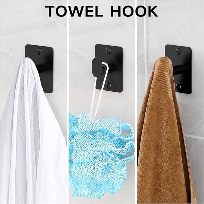 KLJKPA Matte Black Bathroom Accessories Set, 4 Pieces Bathroom Hardware Set - Image 5