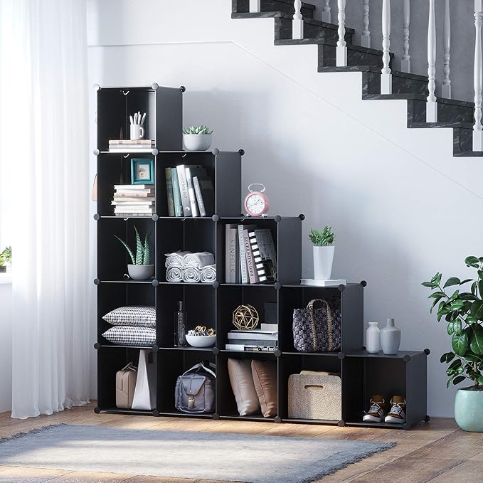 C&AHOME Cube Storage Organizer, 16-Cube Shelves Units, Plastic Storage Cubes - Image 2