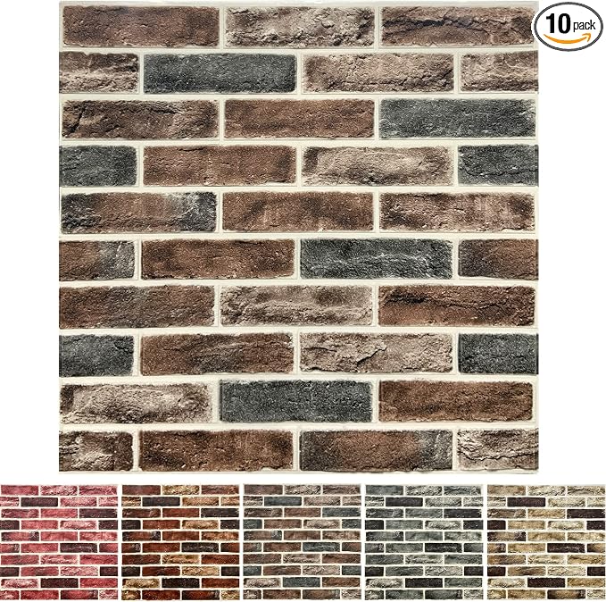 10-Pack 52 Sq.Ft 3D Wall Panels Peel and Stick 3D Faux Brick Wallpaper Peel and by YLLYLL