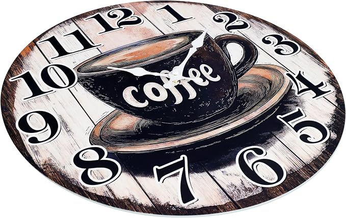 Large Kitchen Clock Decor, Decorative Coffee Wall Clocks Battery Operated - Image 7