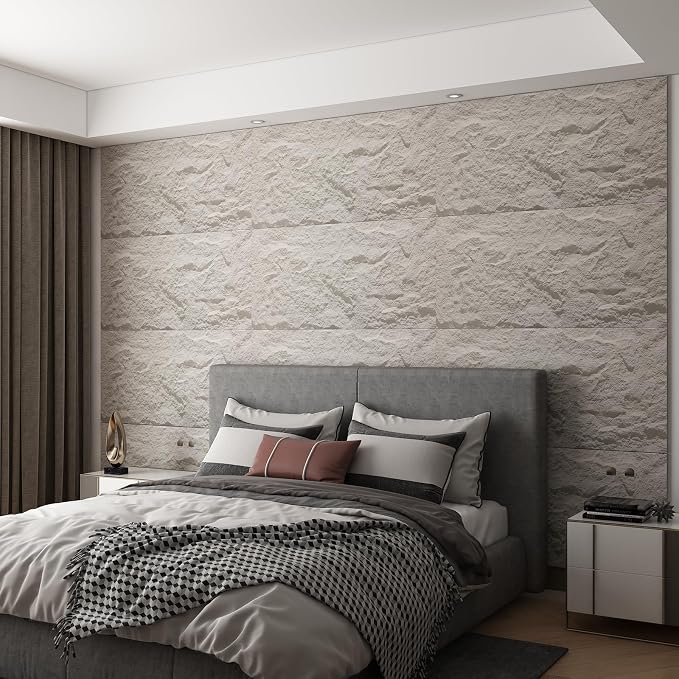 OUZUGIE 4 PCS Faux Stone Wall Panel 47.2’’ x 23.6’’ Interior Exterior Wall - Image 7