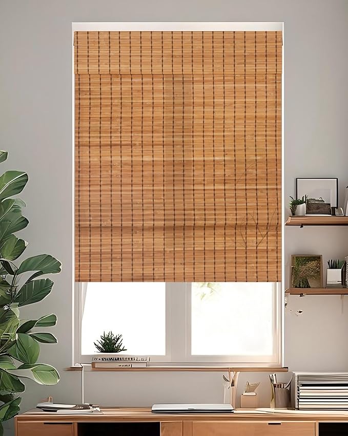 72''W X 72''H Cordless Bamboo Roman Shades by Chryeiiu