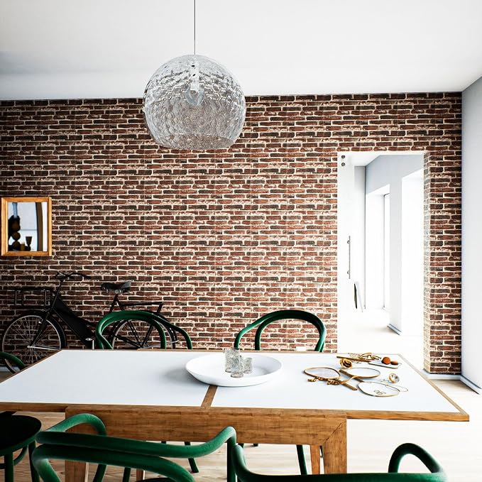 40 PCS 3D Wall Panels Peel and Stick Faux Foam 11.8"*11.8" Red Brick Color - Image 4