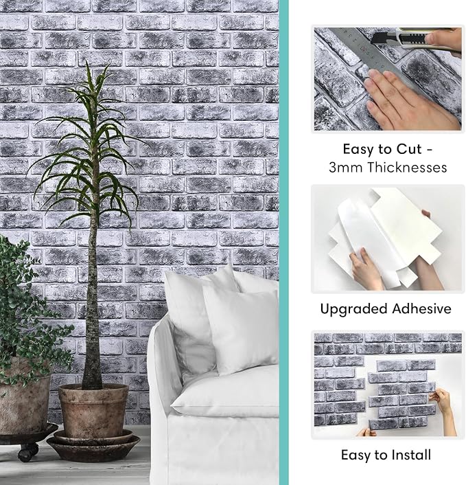 Commomy 3D Faux Brick Wall Panels Peel and Stick - Image 5