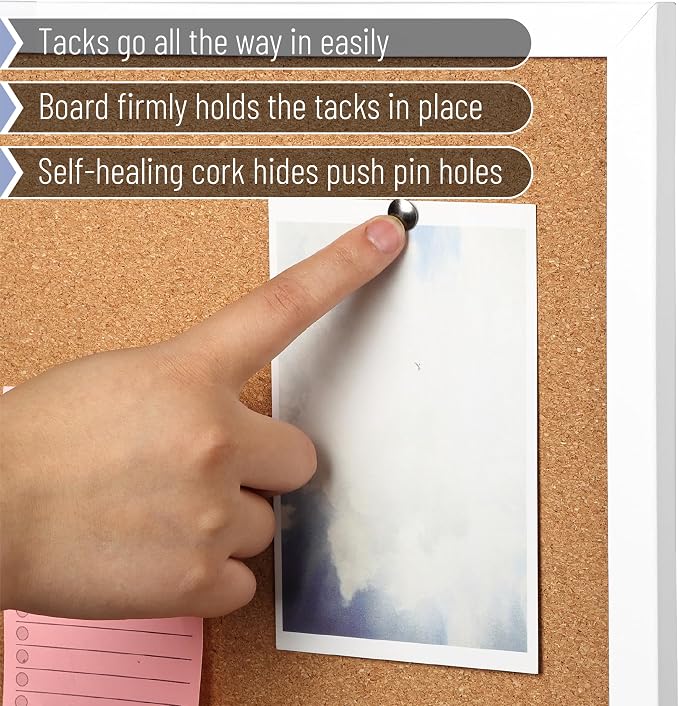 Mr. Pen- White Frame Cork Bulletin Board, Office Wall Cork Board - Image 4