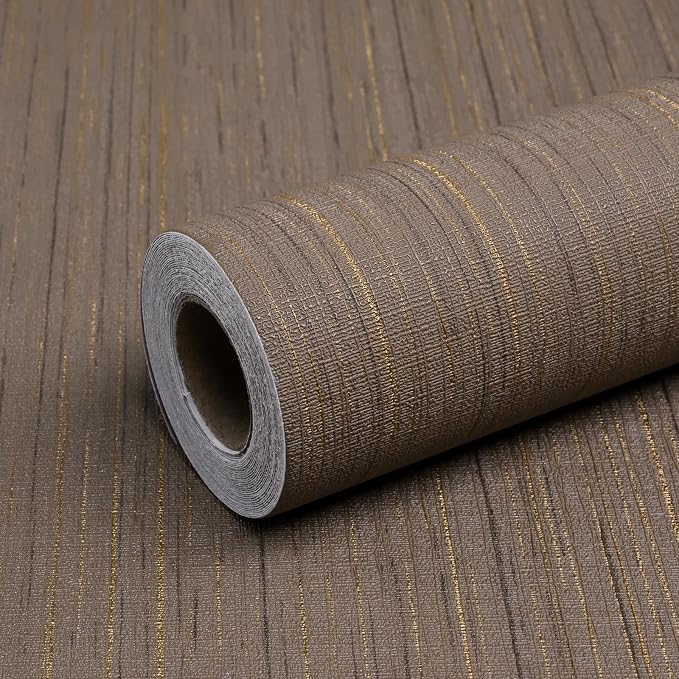 Brown Grasscloth Peel and Stick Wallpaper Vintage Texture Removable Waterproof by Qianglive