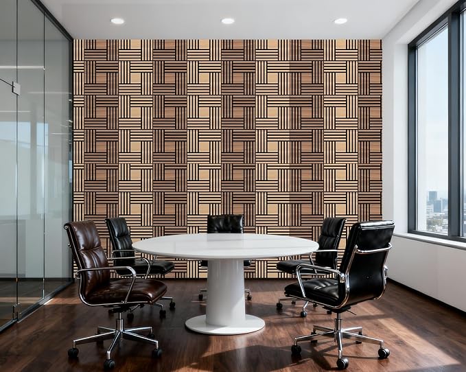 WoveN SounD Artisan Acoustic Wall Panels, 16 Pack 12x12 Inch, PVC Wood Grain - Image 9
