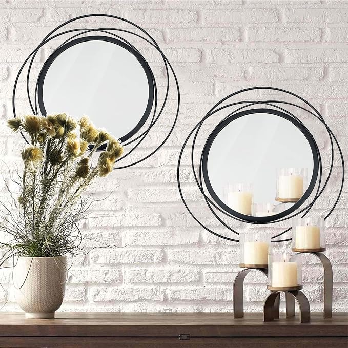 2 Set. Circle Mirrors for Wall Decor for Living Room Bedroom Bathroom Entryway by Cityelf
