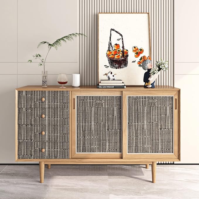 FunStick 16"x472" Textured Taupe Brown Wallpaper Peel and Stick Grasscloth - Image 3