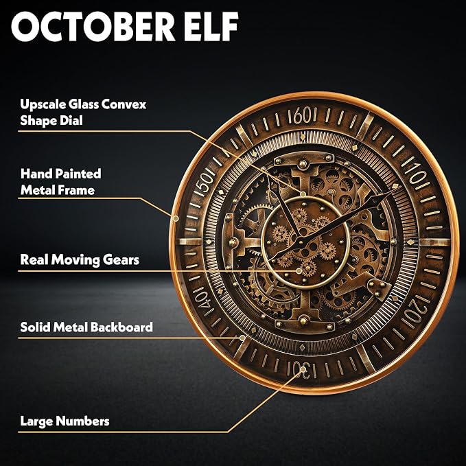 24 Inch Real Moving Gears Wall Clock - Image 2