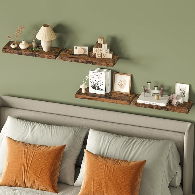 Fixwal Wood Floating Shelves, Wall Shelves Set of 4, Shelves - Image 8