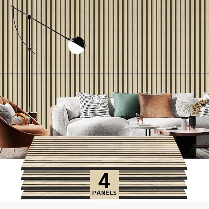 RITOLLO 4 Pack Wood Panels for Wall, 47.2"×23.6" Wood Slat Acoustic Panels for by Ritollo