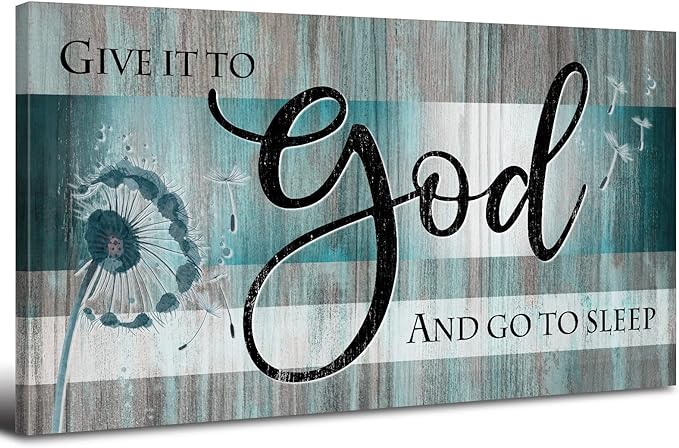 Large Christian Wall Art Bible Verses Wall Decor Give It to God and Go to Sleep by HOME