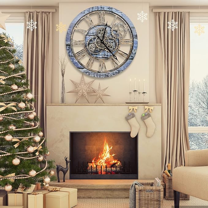 The B-Style Large Wall Clock 24 inch Moving Gear Wall Clock Oversized Vintage - Image 2