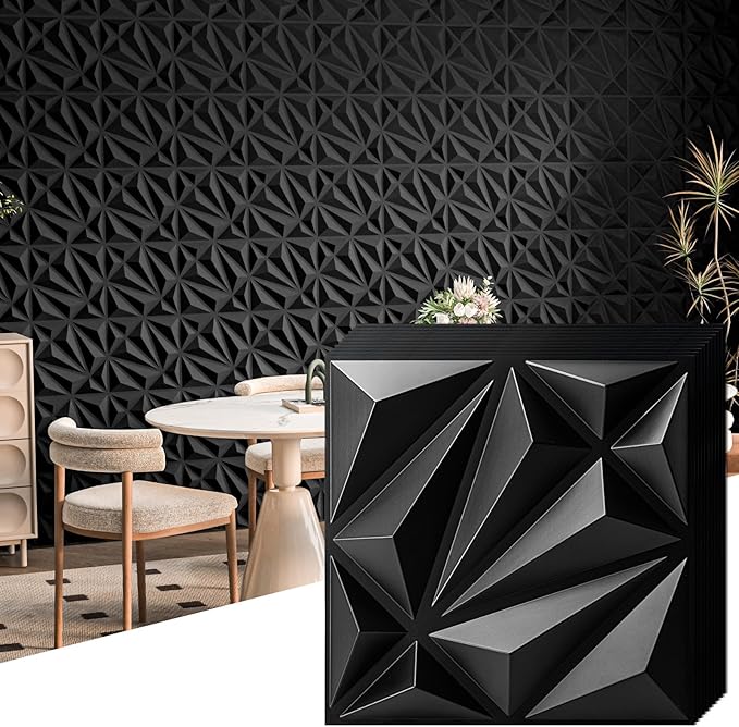 Art3d 33-Pack 3D Wall Panel for Interior Wall Décor, Diamond Textured PVC by Art3d