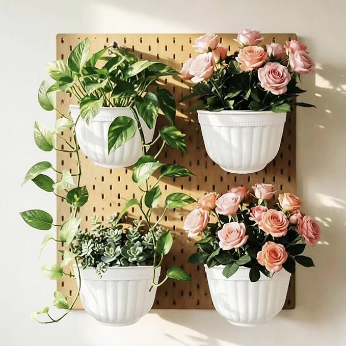4 Pack White Wall Planter Pots Vertical Living Wall Hanging Planters Wall - Image 7