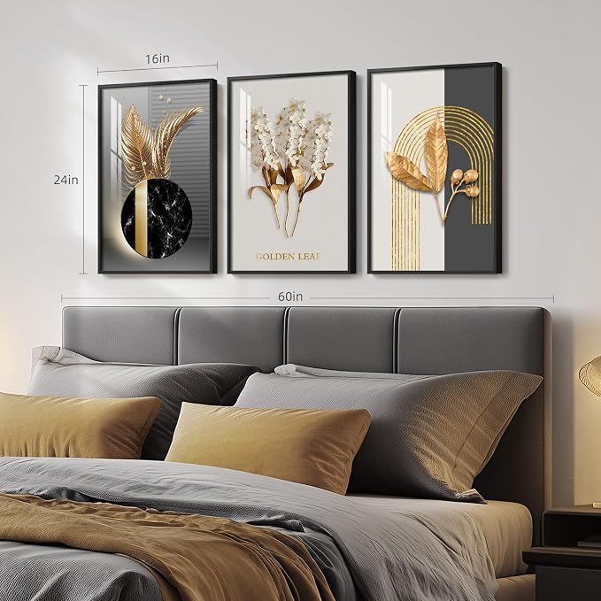 Framed Black and White Modern Luxury Wall Art, 3 Pieces Large Contemporary - Image 2