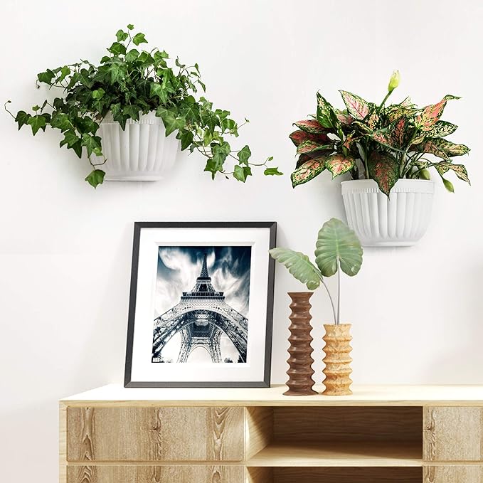 2 Pack White Plastic Wall Hanging Planters - Image 4