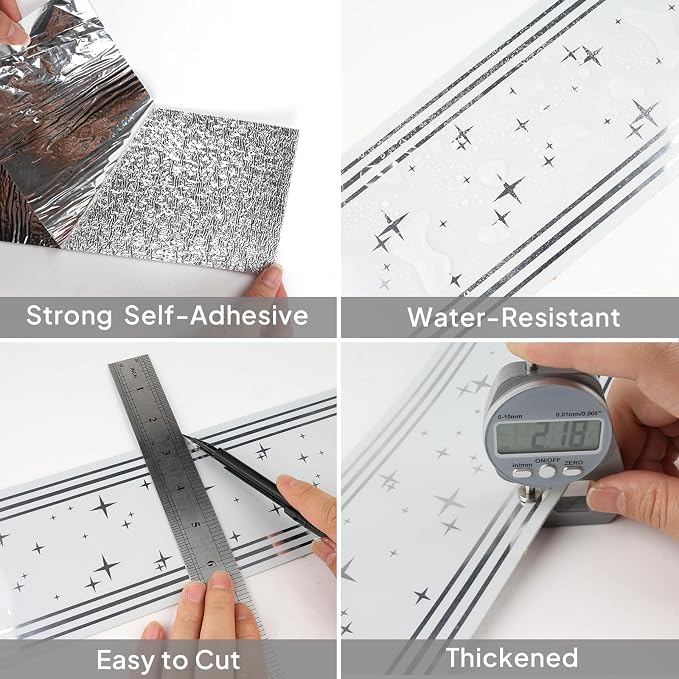 Thick Peel and Stick Wallpaper Borders, 3.93" x 196.8" PVC+XPE Mirror Border - Image 7