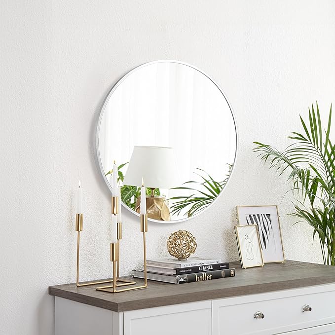 Fabuday Silver Circle Mirror for Wall 26 inch - Image 3