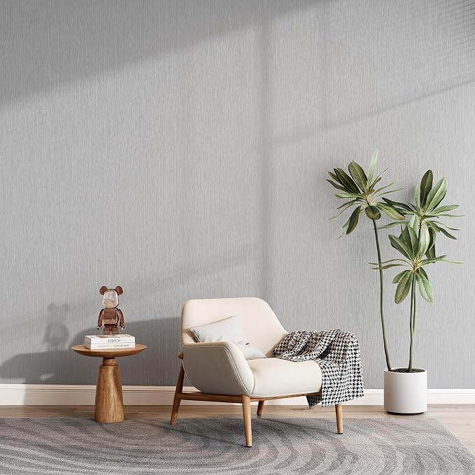 FUKU MON 23.6" X 393" Light Gray Wallpaper Peel and Stick Contact Paper Solid - Image 7