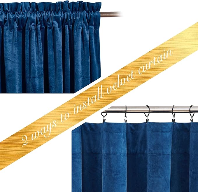 NICETOWN Royal Blue 96 inch Velvet Curtains - Image 4