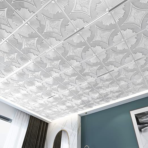 Art3d Drop Ceiling Tiles 24x24 in White, 3D Wainscoting Panels Glue Up 2x2 - Image 4