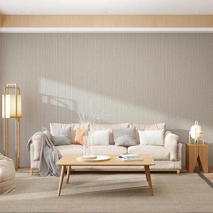 Mocha Brown Faux Grasscloth Wallpaper Peel and Stick Linen Textured 24"x394" - Image 5