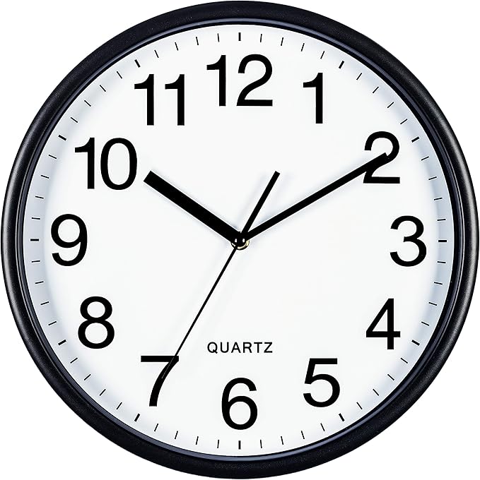 Bernhard Products Black Wall Clock, Large 13-Inch Silent Non Ticking Quartz by BernhardProducts