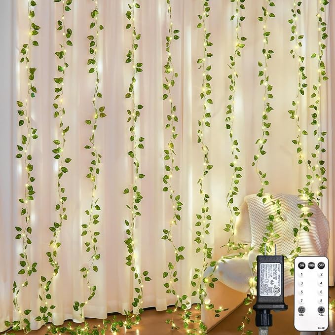 suddus 300 LED Vines with Lights Plug in, 9.8ft x 9.8ft Fairy Lights with Vines by SUDDUS