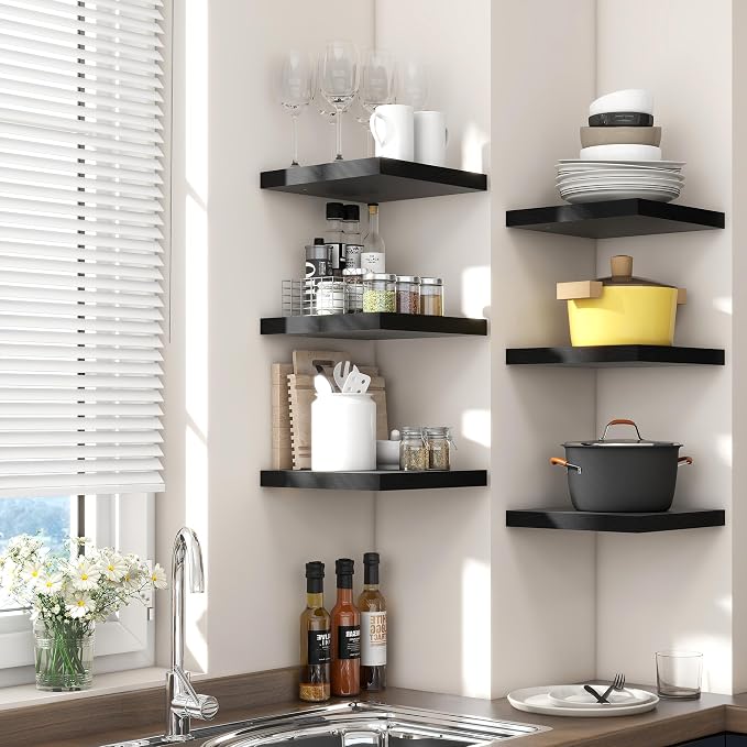 Square Floating Shelves for Wall 8"W x 8"D x 1.2"H, Small Engineered Wood Wall - Image 2