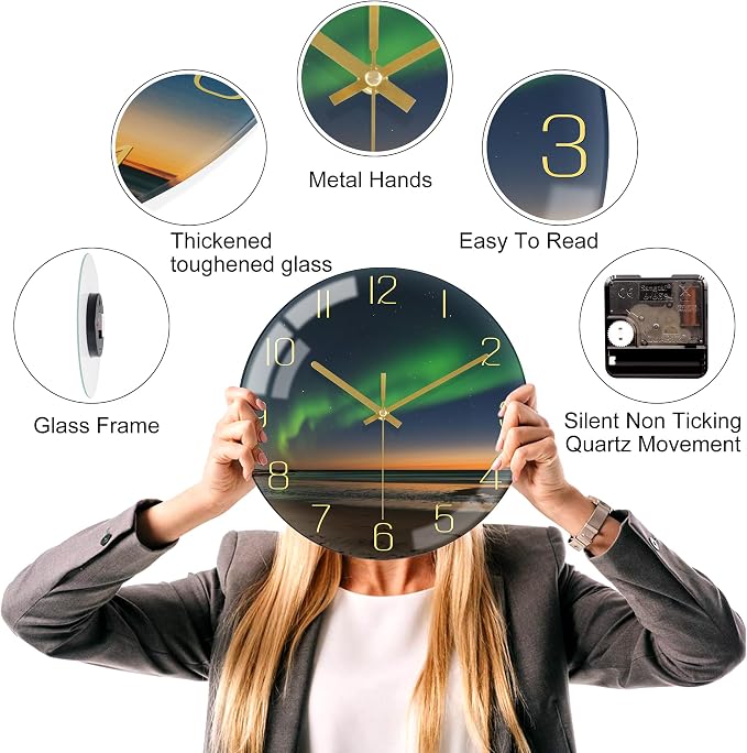 VIKMARI 10 Inch Modern Wall Clock, Aesthetic Black and Gold Decor Accessories - Image 5