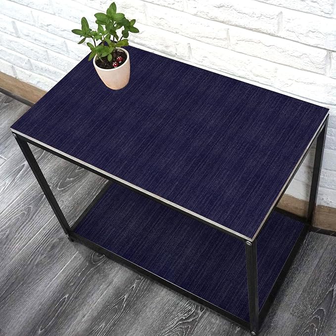 Navy Blue Grasscloth Peel and Stick Wallpaper Texture Contact Paper 15.7"x120" - Image 8