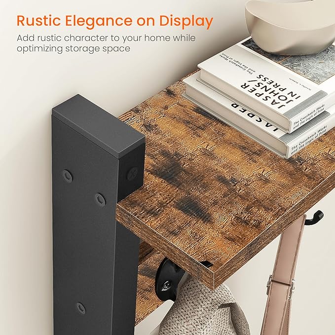 Homode Wall Hooks with Shelf, Wood Coat Rack with Shelf Wall-Mounted, Entryway - Image 5