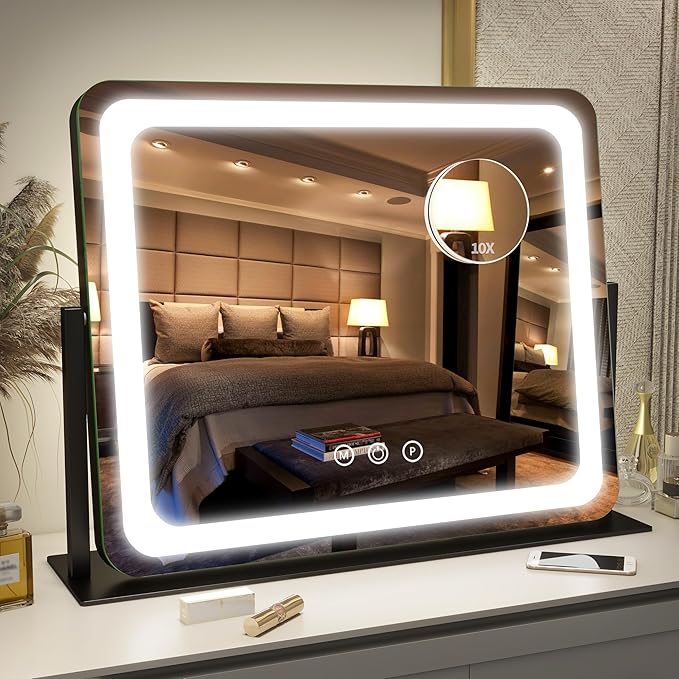 FENNIO Vanity Mirror with Lights 22"x17", LED Lighted Makeup Mirror, Large by FENNIOLEDMIRRORS