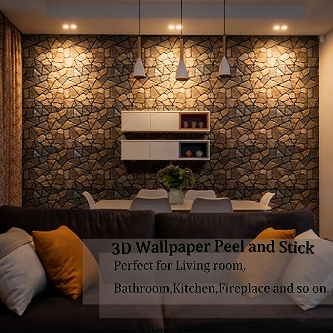 3D Self Adhesive Wall Panels, PVC Tiles Backsplash DIY Brick Wallpaper Tile - Image 2