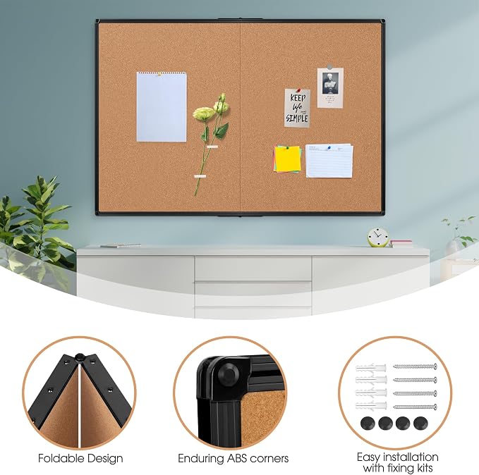 Extra Large Cork Bulletin Board 60" X 48", Foldable Notice Pin Board - Image 6