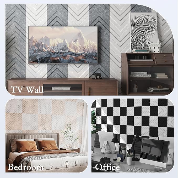 12Pack Acoustic Wall Panels, Self-Adhesive Sound Proof Foam Panels - Image 7