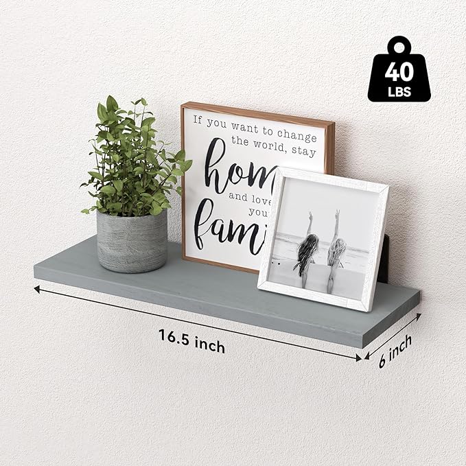 WOPITUES Wood Floating Shelves Set of 6, Shelves - Image 3
