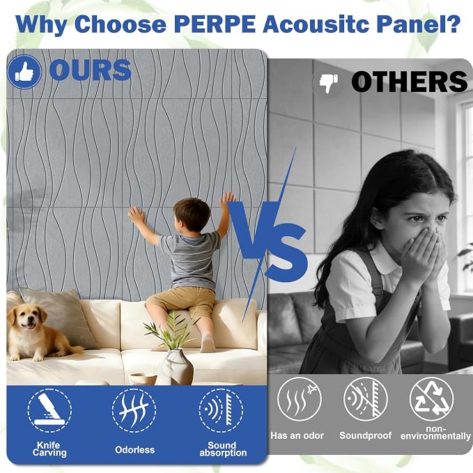 6 PCS Acoustic Panels, 23.6x23.6'' Self-Adhesive Soundproof Wall Panels - Image 6