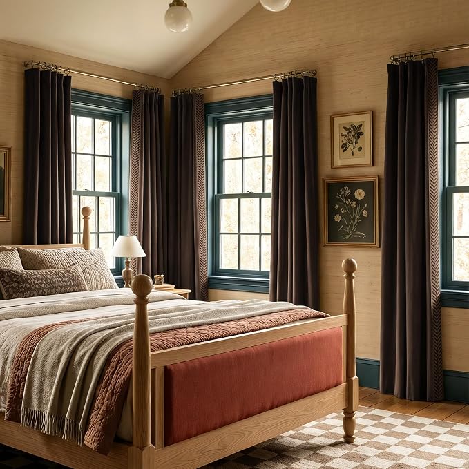 NICETOWN Rod Pocket Embroidered Trim Velvet Curtains, 2 Panels, Velvet Curtains - Image 4