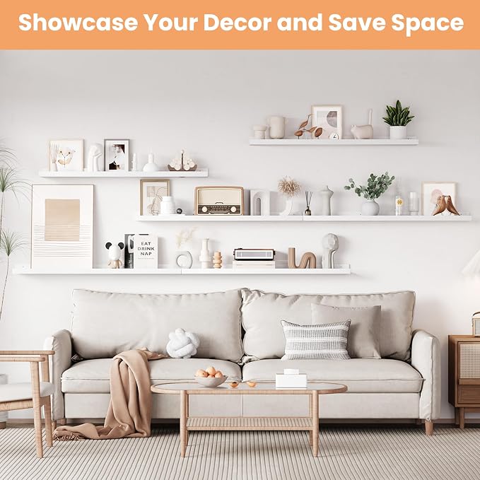 upsimples Floating Shelves for Wall, 47.3 Inch Shelves for Decor Storage Set of - Image 5
