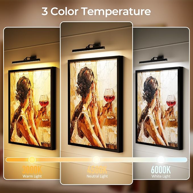 Afyuol Picture Lights for Wall, Battery Operated Picture Light 24in Gallery - Image 3