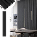 Wood Slat Wall Panels 8 Pack 96x6.3in Modern Black WPC Panels by Monivi