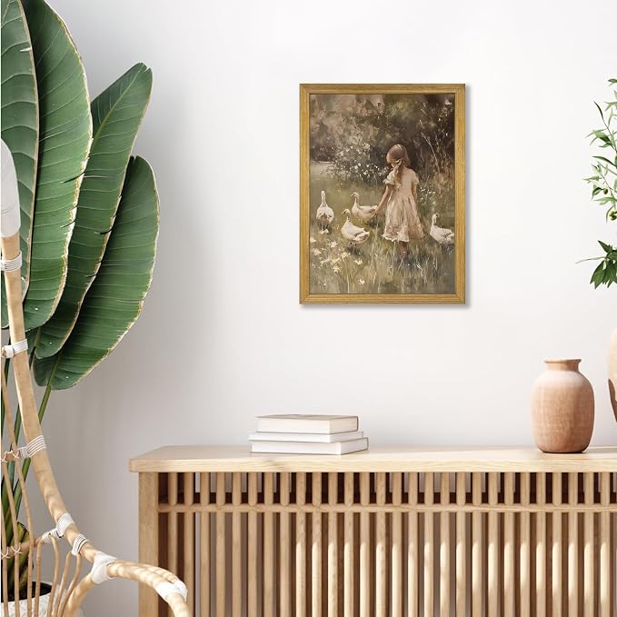 Wood Framed Canvas Wall Art, Vintage Girl - Image 5