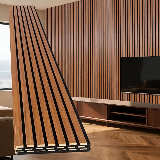 Yuzzy 4 Pack Wood Panels for Wall, 94.5" x 11" Acoustic Wood Slat Wall Panel by Yuzzy