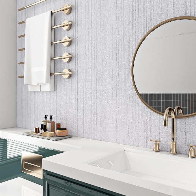 Livelynine 15.8x394 Textured Wallpaper Stick and Peel White Embossed Wallpaper - Image 2