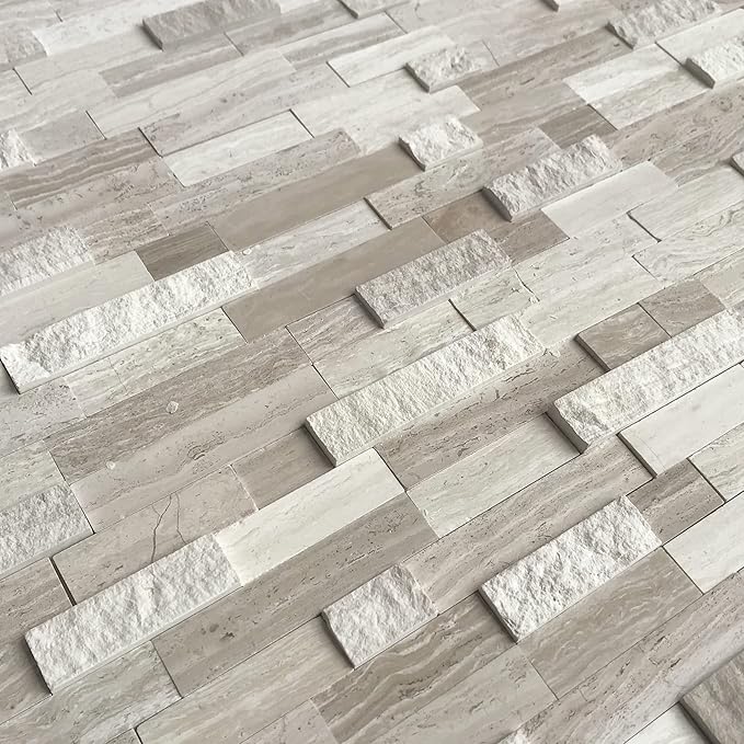 SUNWINGS 5-Sheet Peel and Stick Mosaic Natural 3D Stone Self Adhesive Marble - Image 5