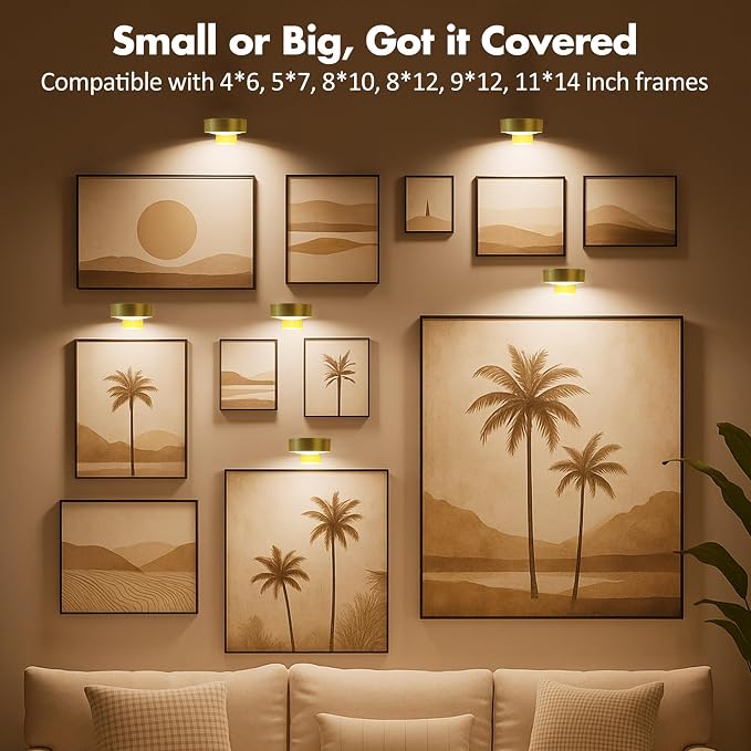 6Pcs Battery Operated Picture Light, Magnetic Led Painting Light - Image 6